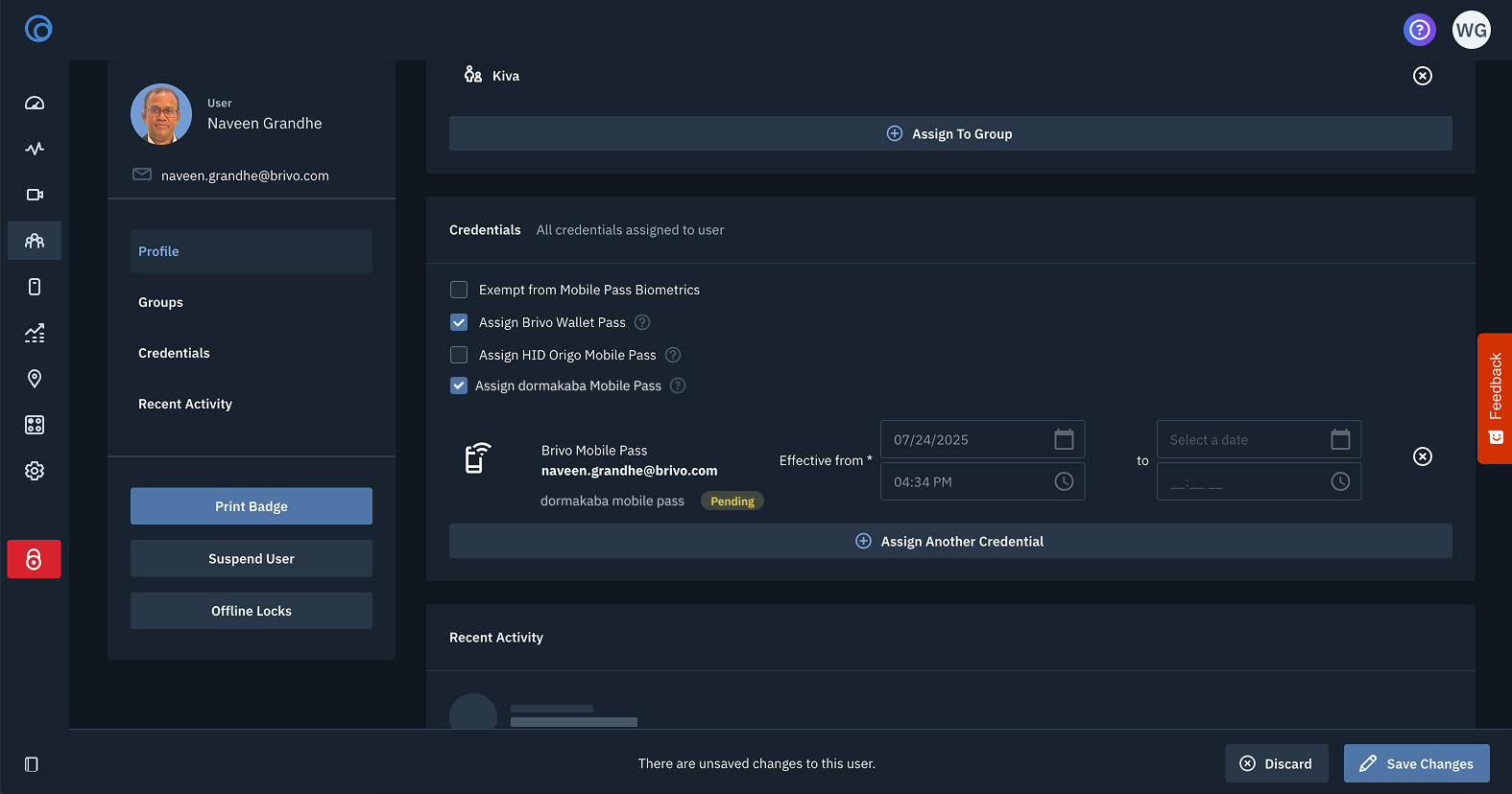 How to add Dormakaba Credentials
