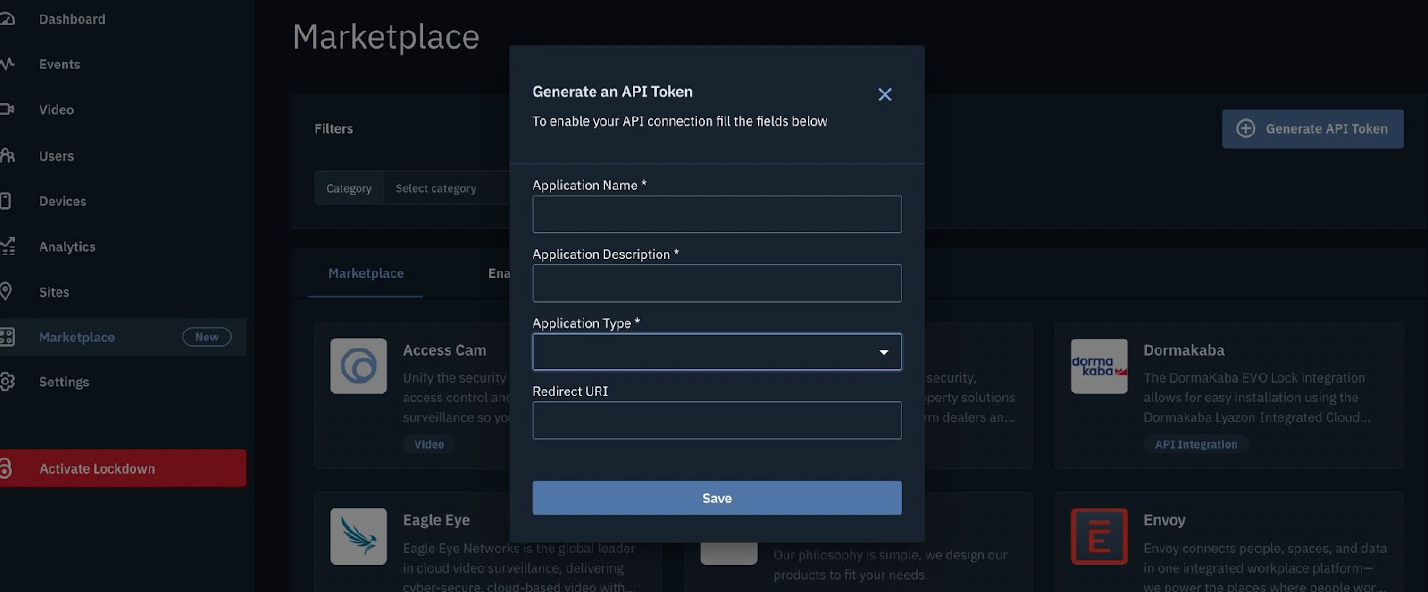 Creating Applications for Third Party API Connections in Brivo Access